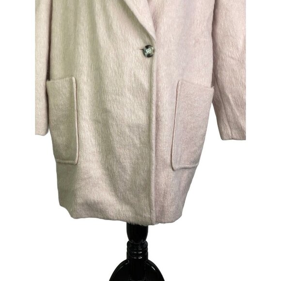 Topshop Womens 8 Pink Long‎ Sleeve Collared Fuzzy One Button Lined Jacket Coat - Picture 4 of 12